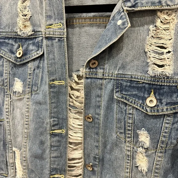 Nasty Gal Distressed Light Blue Denim Jacket - Picture 3 of 8